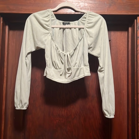 Nasty Gal Tops - Nasty Gal Collection Long Sleeve Mint Crop Top